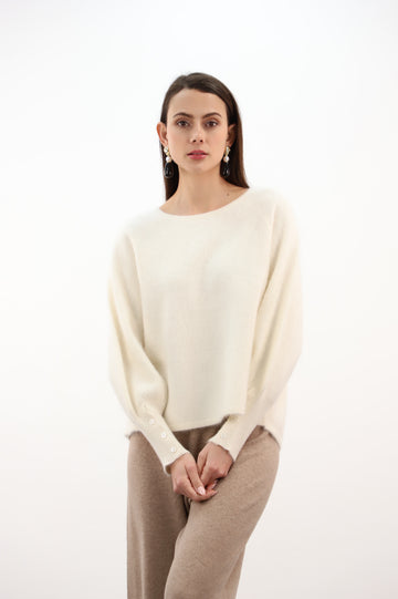 ESTHEME Cashmere Butter Yellow Racoon Mix Sweater