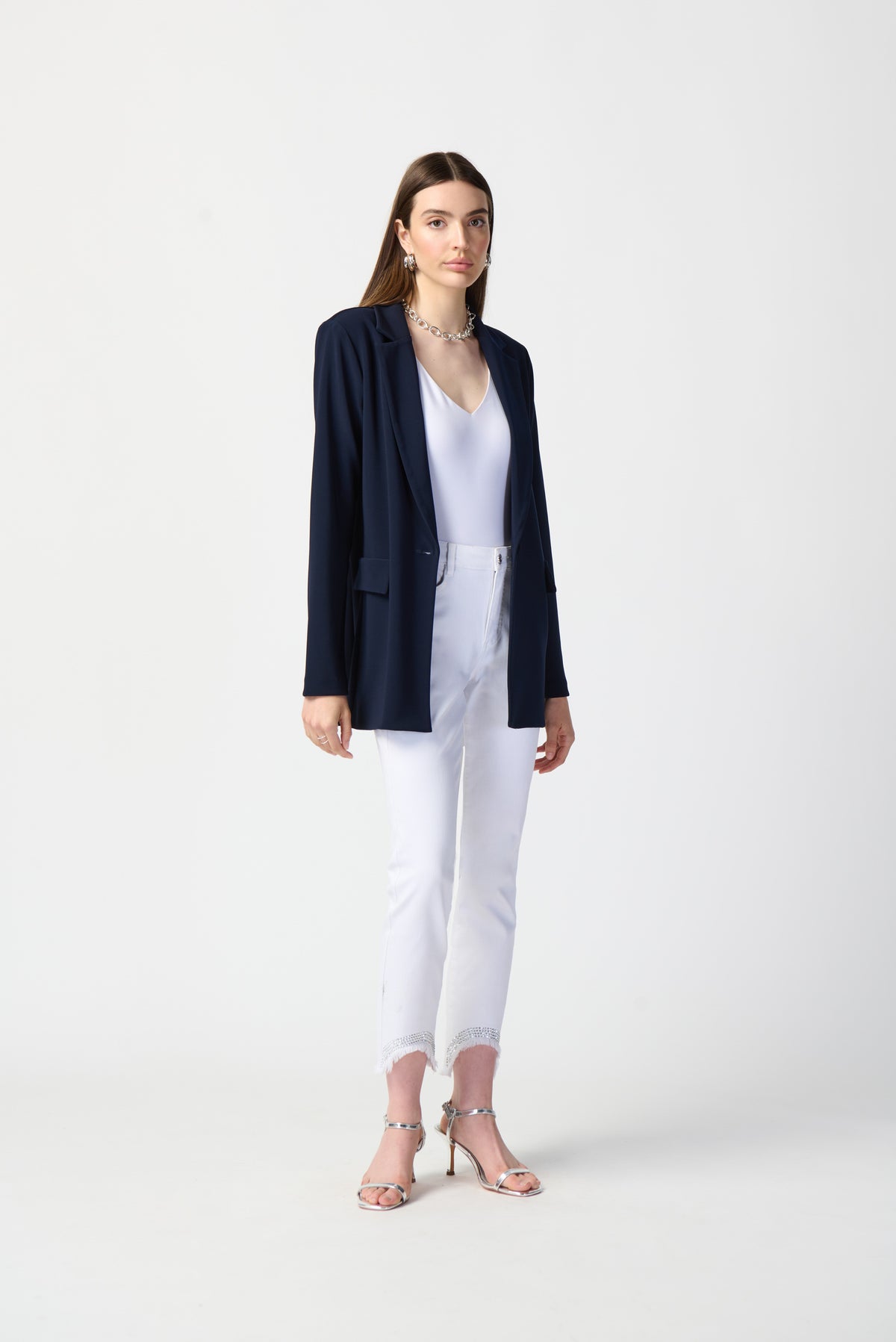 Joseph Ribkoff Midnight Blue Open Long Front Blazer