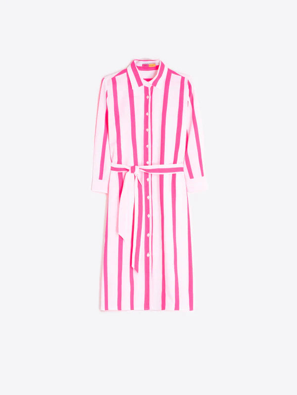 Vilagallo Fuschia Striped Shirt Dress