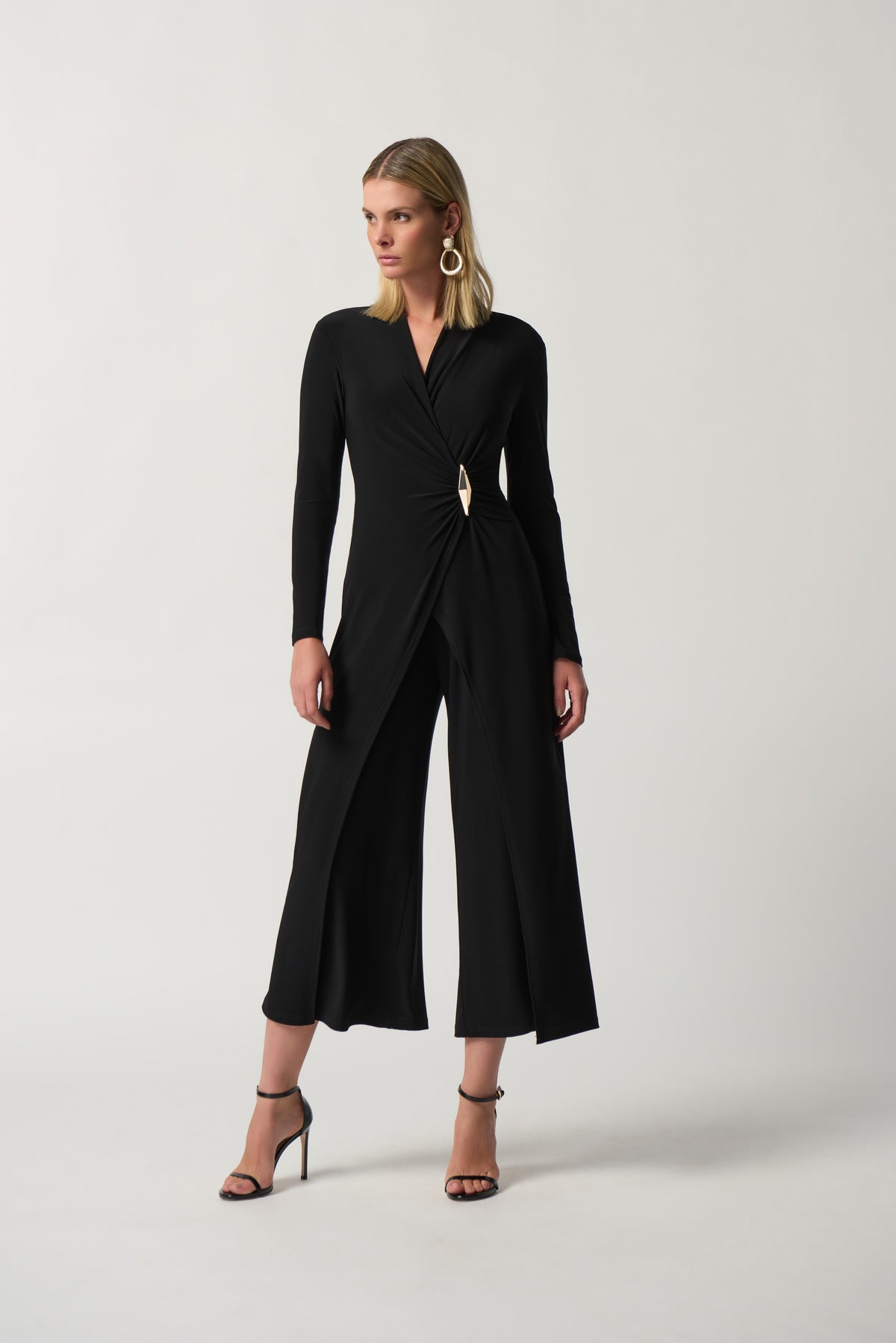 Joseph Ribkoff Black Wrap Front Jumpsuit