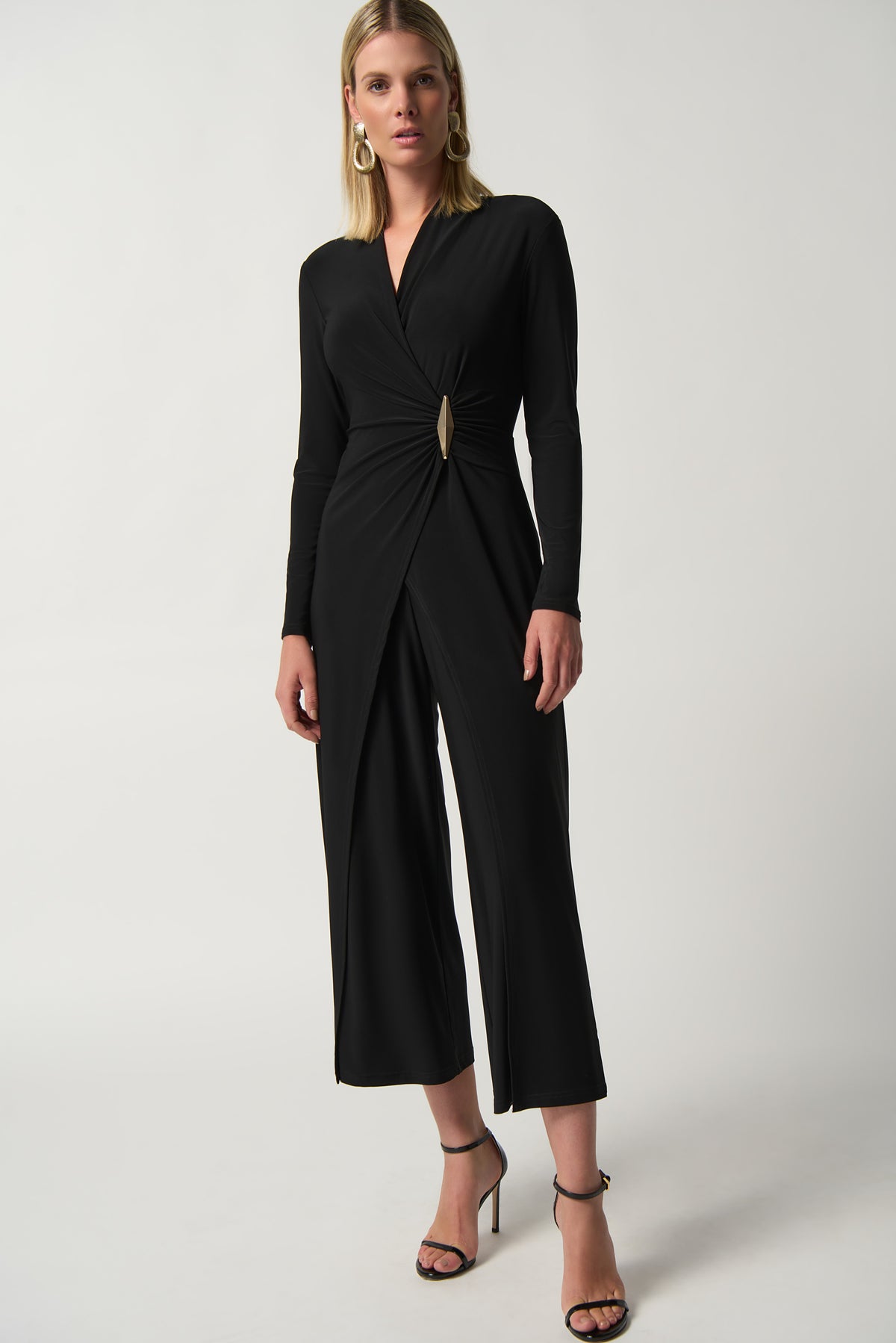 Joseph Ribkoff Black Wrap Front Jumpsuit