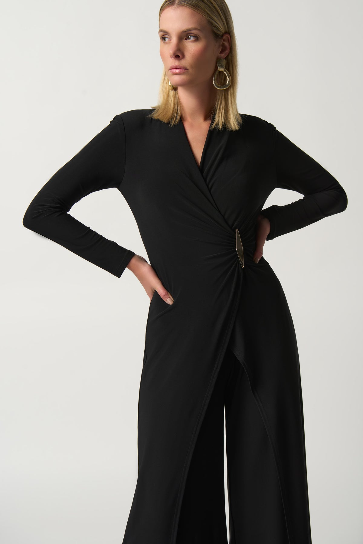 Joseph Ribkoff Black Wrap Front Jumpsuit