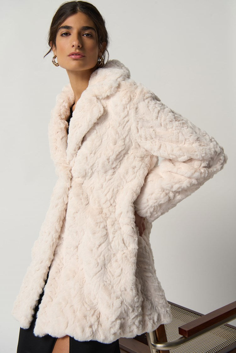 Long tan outlet faux fur coat