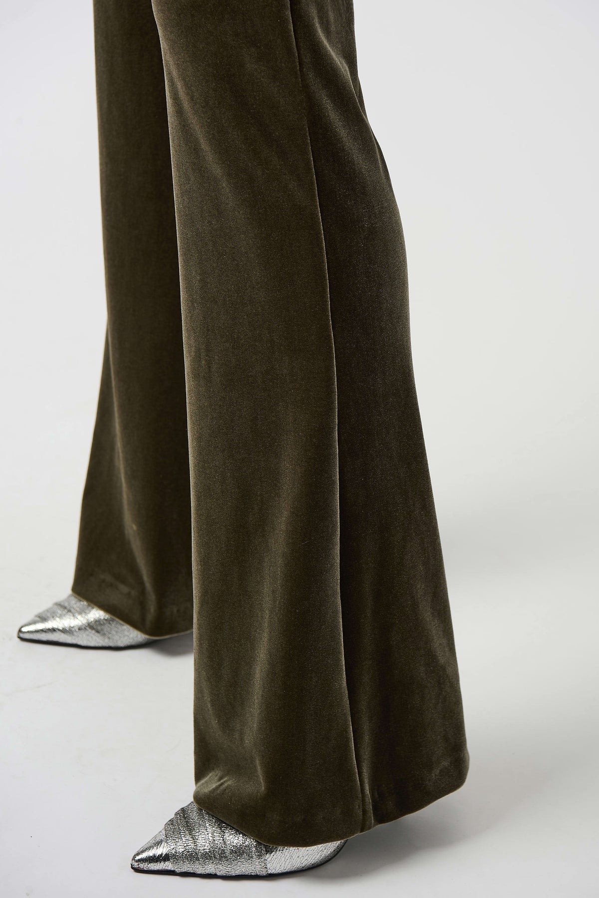 Joseph Ribkoff Khaki Velvet Flared Pull-On Pants