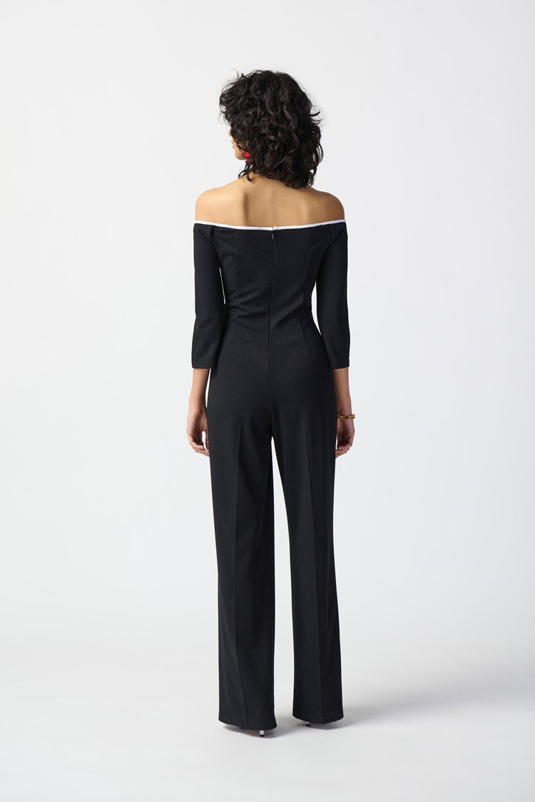 Jumpsuit with slits in scuba crepe