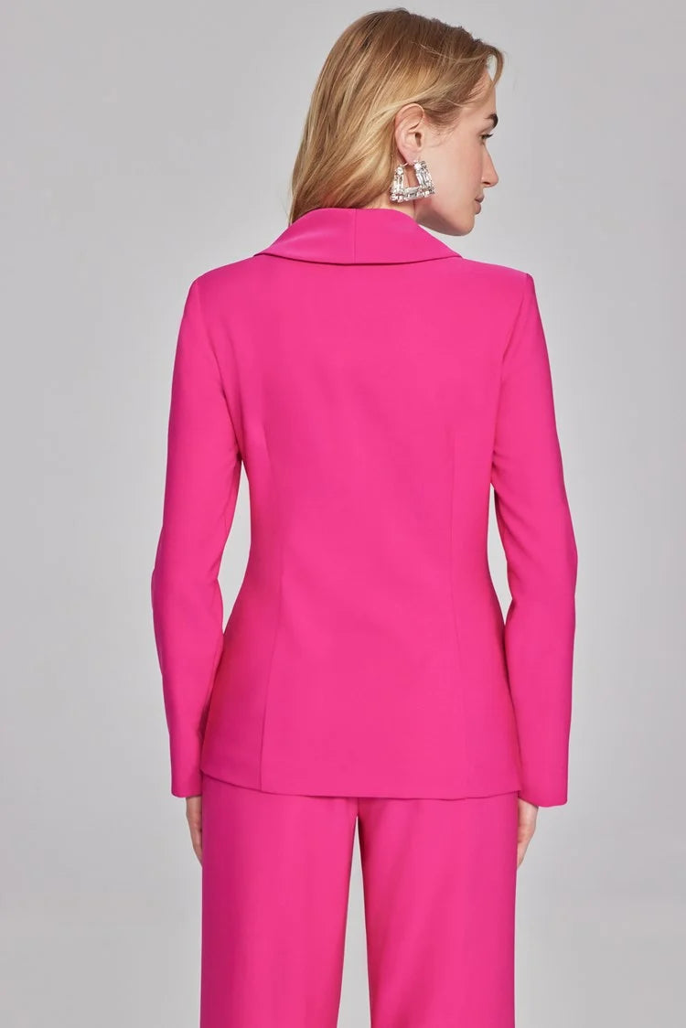 Joseph Ribkoff Shocking Pink Lux Twill Fitted Blazer with Ornament Closure