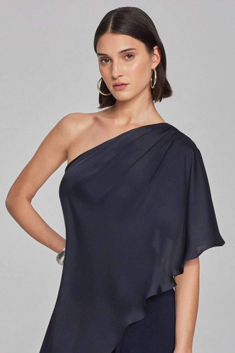 Navy blue cheap one shoulder jumpsuit