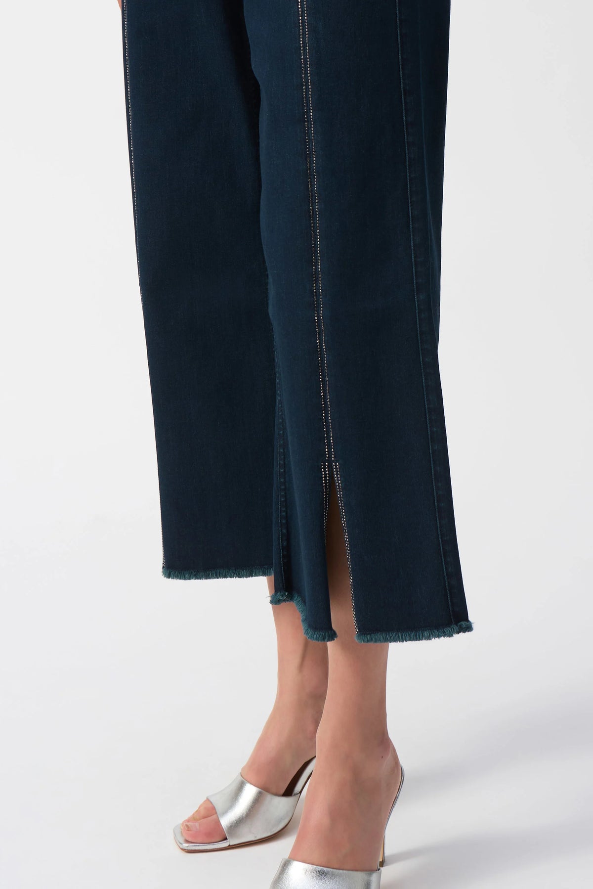 Joseph Ribkoff Dark Denim Culotte Jeans With Embellished Front Seam