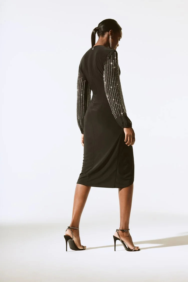 Black silky wrap dress best sale