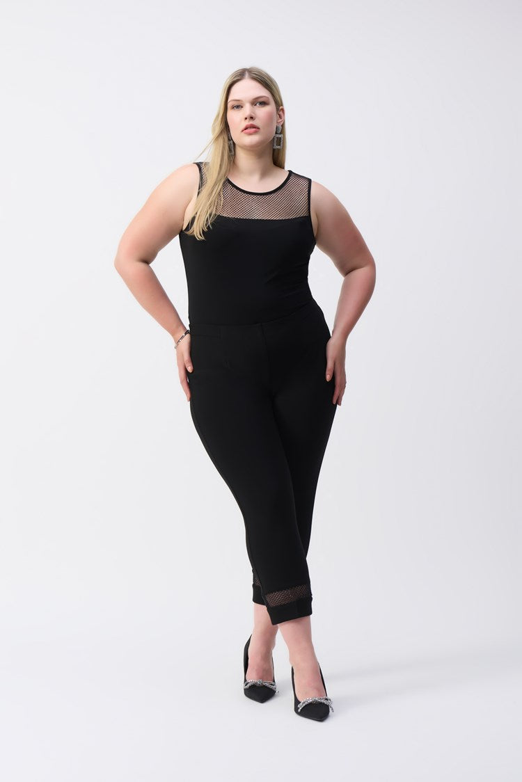 Joseph Ribkoff Signature Silky Knit And Rhinestone Mesh Pants