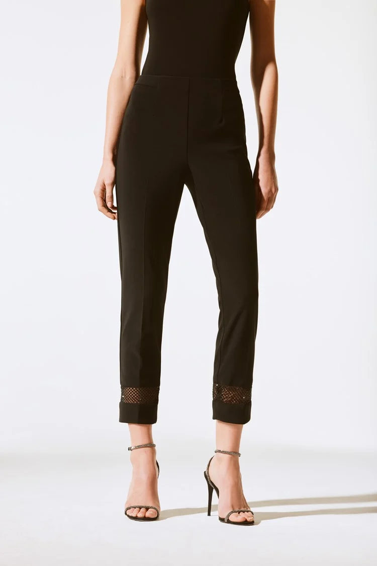 Joseph Ribkoff Signature Silky Knit And Rhinestone Mesh Pants