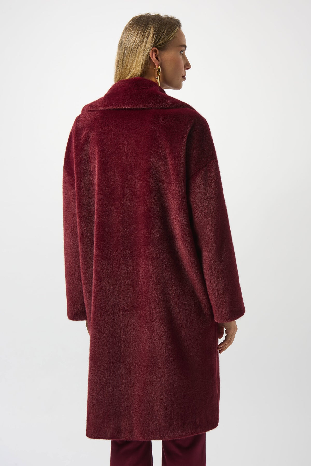 Joseph Ribkoff Merlot Faux Fur Straight Coat