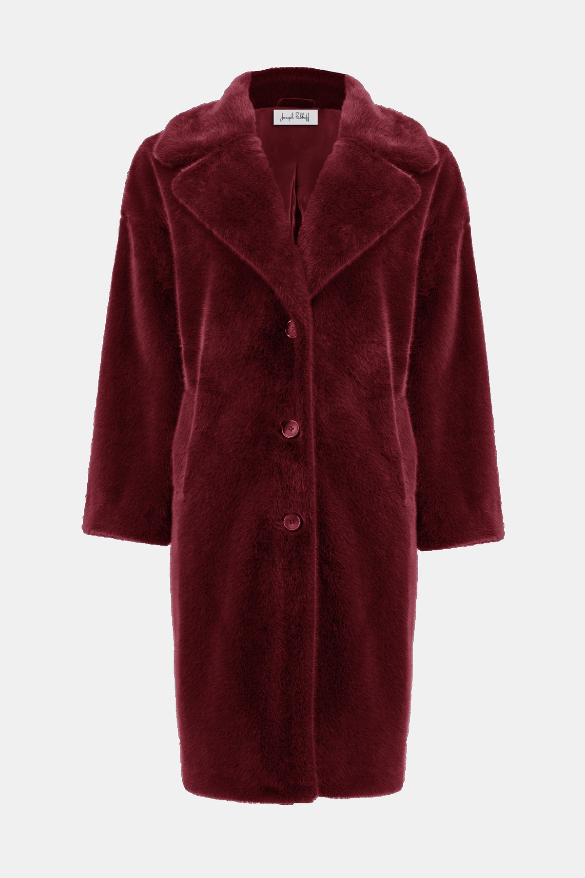Joseph Ribkoff Merlot Faux Fur Straight Coat