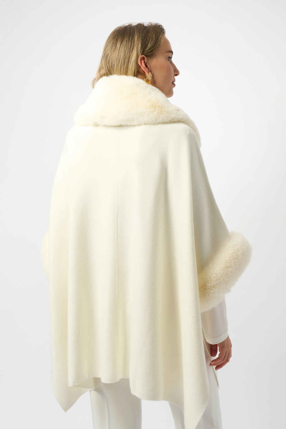 Joseph Ribkoff Brushed Jacquard and Faux Fur Cape