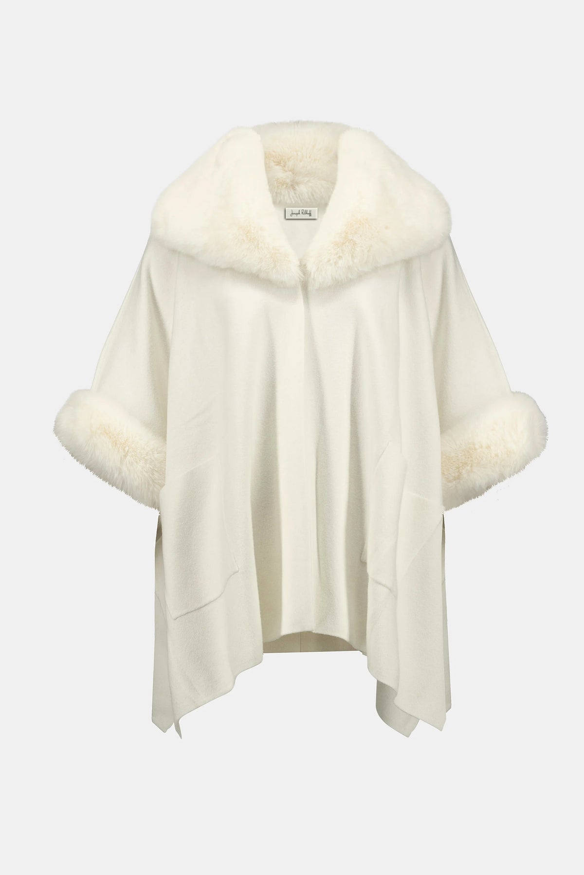 Joseph Ribkoff Brushed Jacquard and Faux Fur Cape