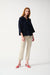 Joseph Ribkoff Midnight Blue Jacquard Zipped Collar Sweater