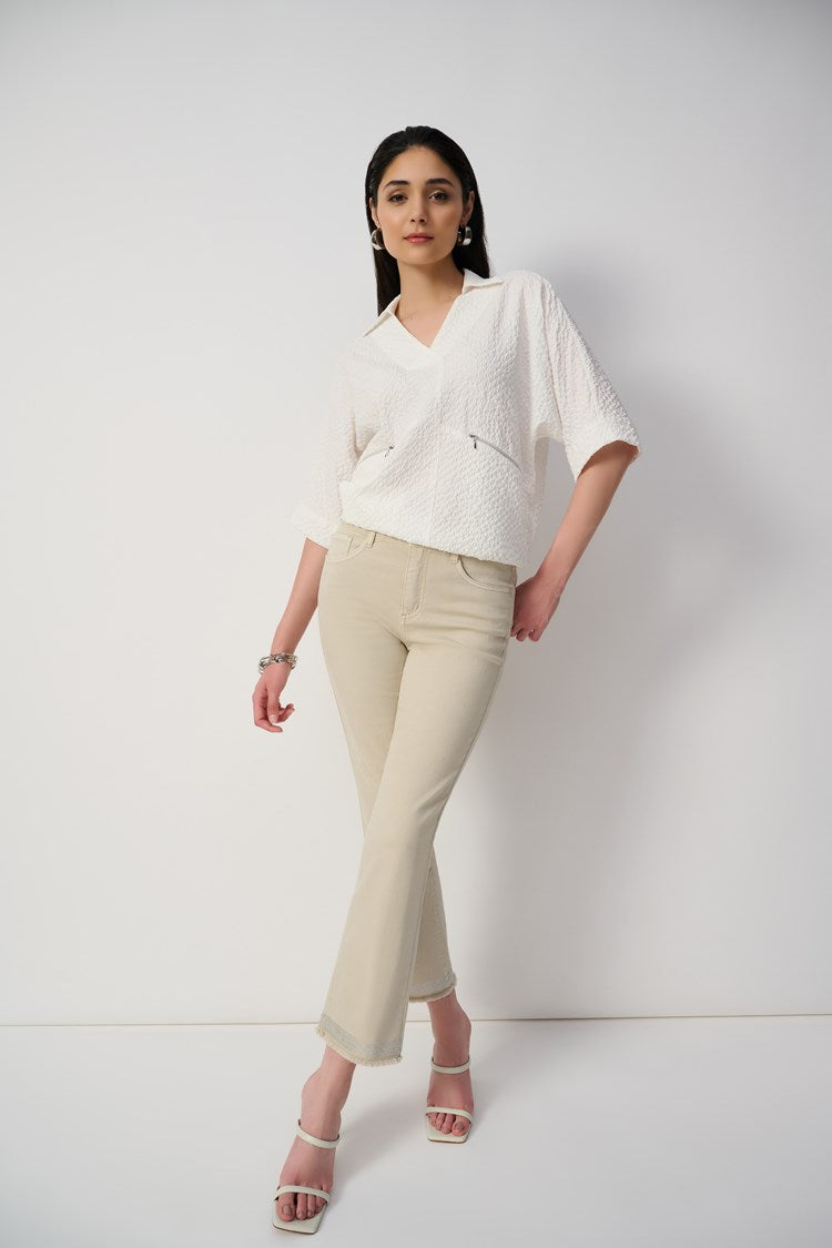 Joseph Ribkoff Moonstone Classic Straight - Leg Jean With Frayed Hem