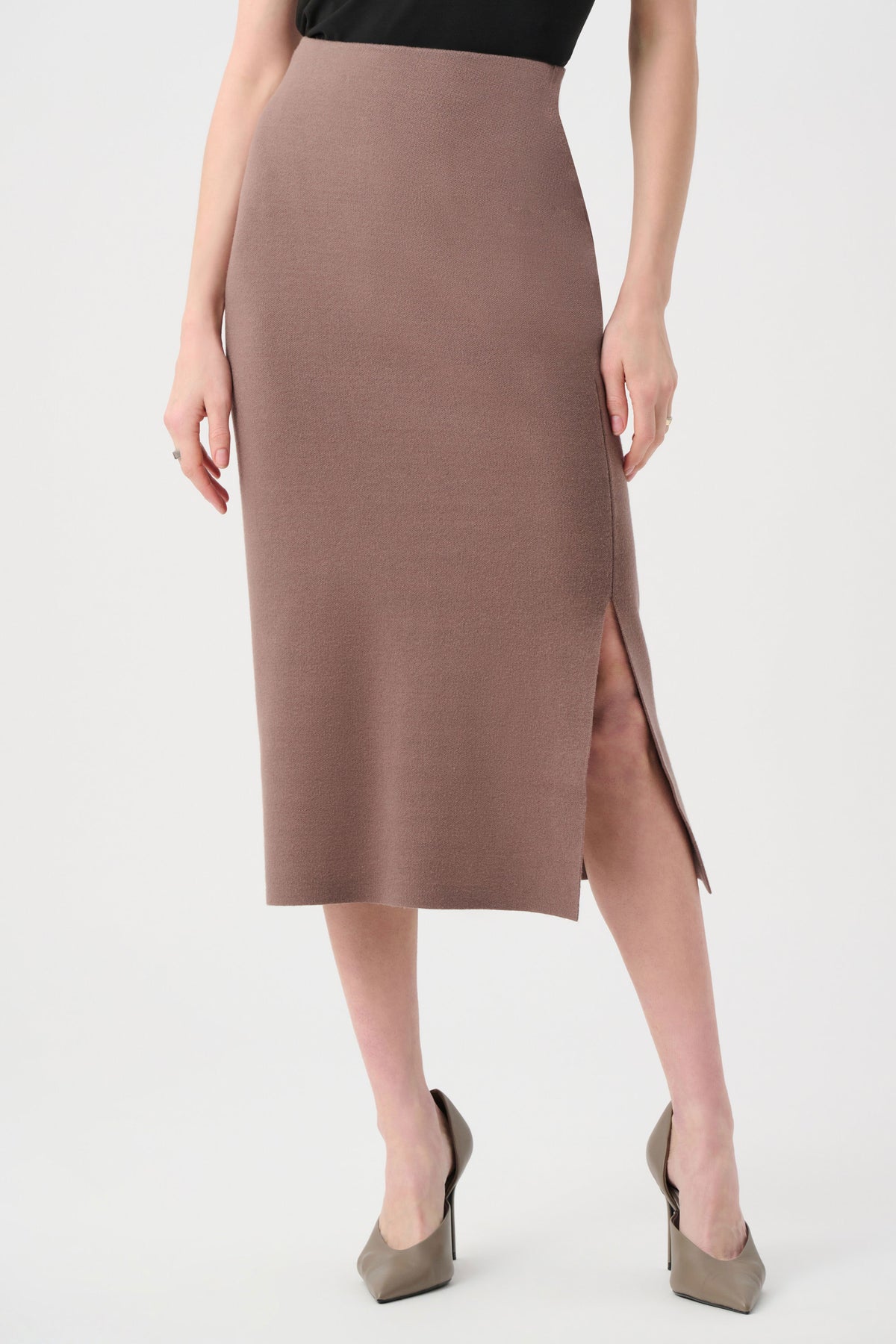 Joseph Ribkoff Mink Sweater Knit Midi Skirt