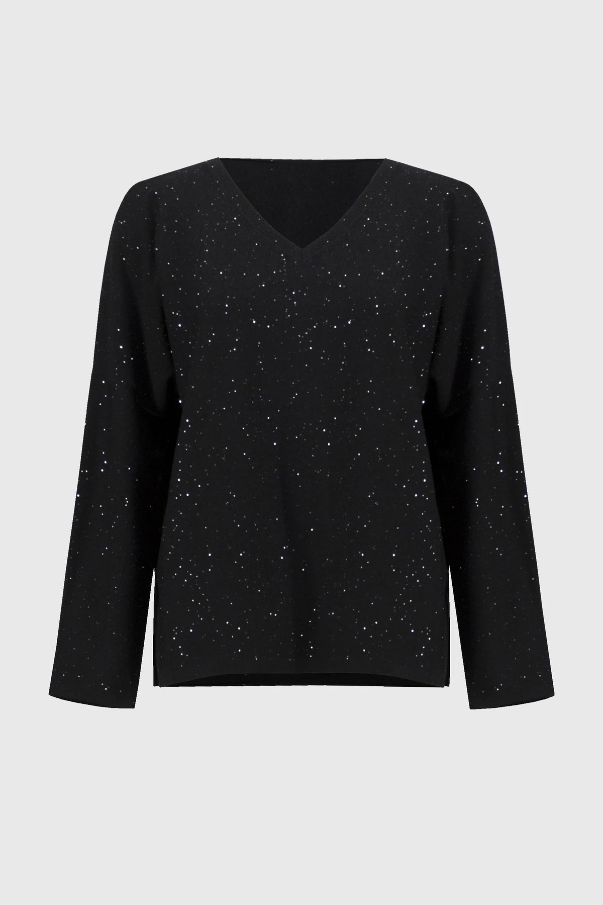 Joseph Ribkoff Black Sequined Sweater Knit Boxy Top
