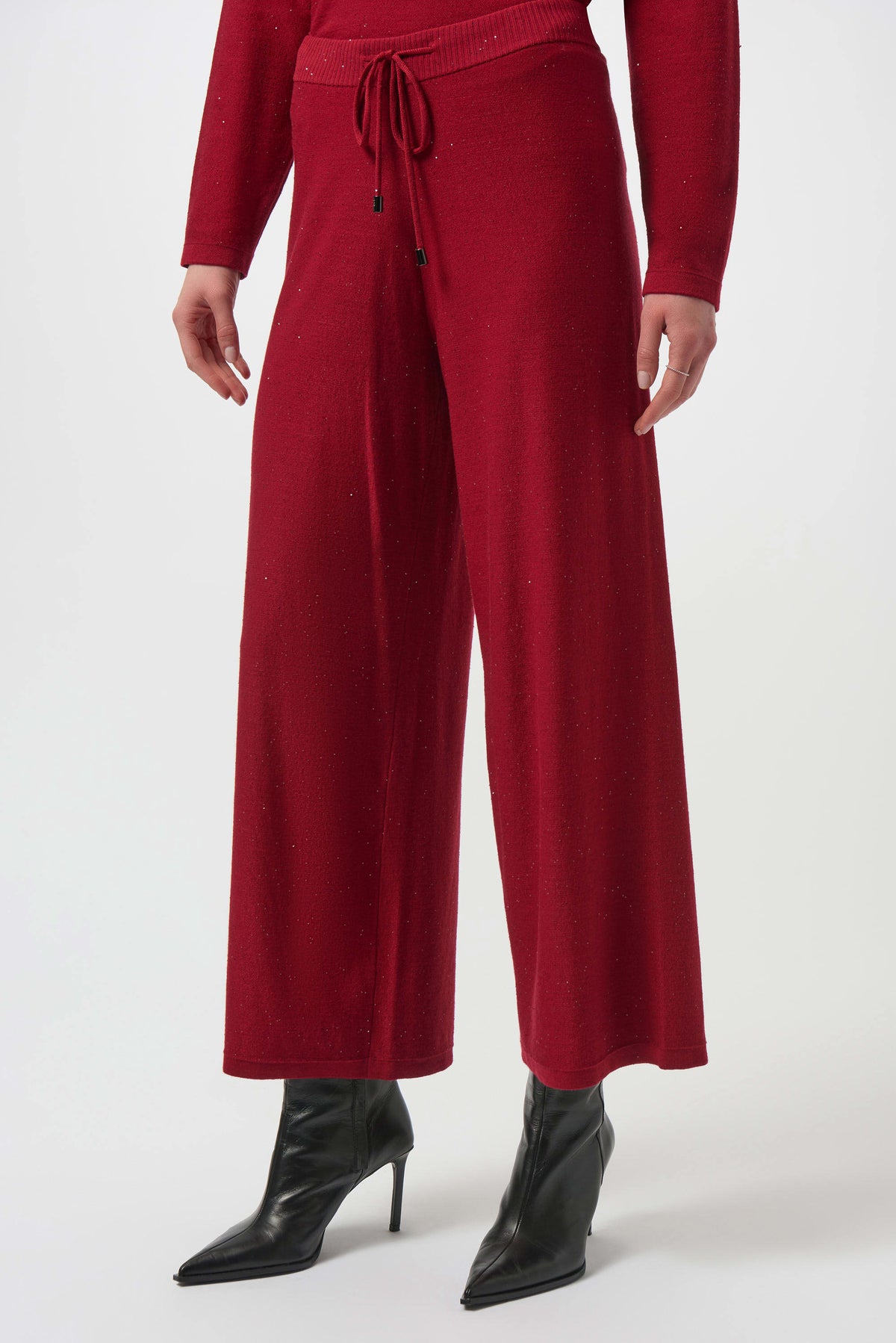 Joseph Ribkoff Bordeaux Sequined Sweater Knit Culotte Pants