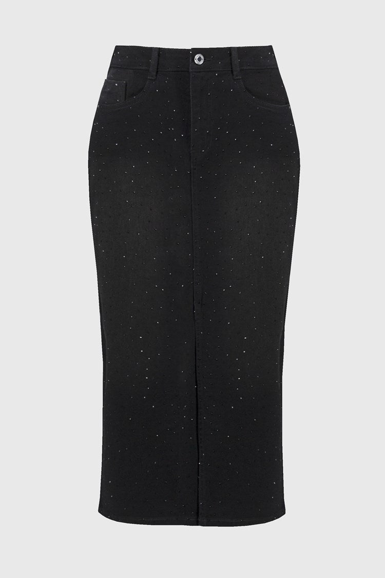 Joseph Ribkoff Black Classic Denim Pencil Skirt With Rhinestones Sheena s Boutique Ireland