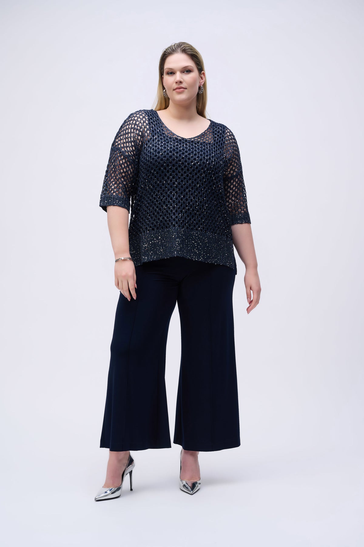 Joseph Ribkoff Midnight Silky Knit Pull-On Wide Leg Pants