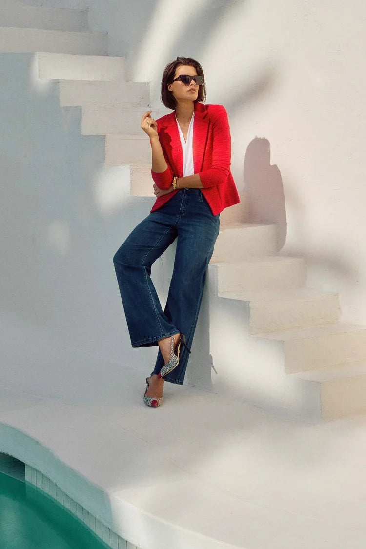 Joseph Ribkoff Denim Mid Blue Goldie | Classic Wide-Leg Stretch Jeans