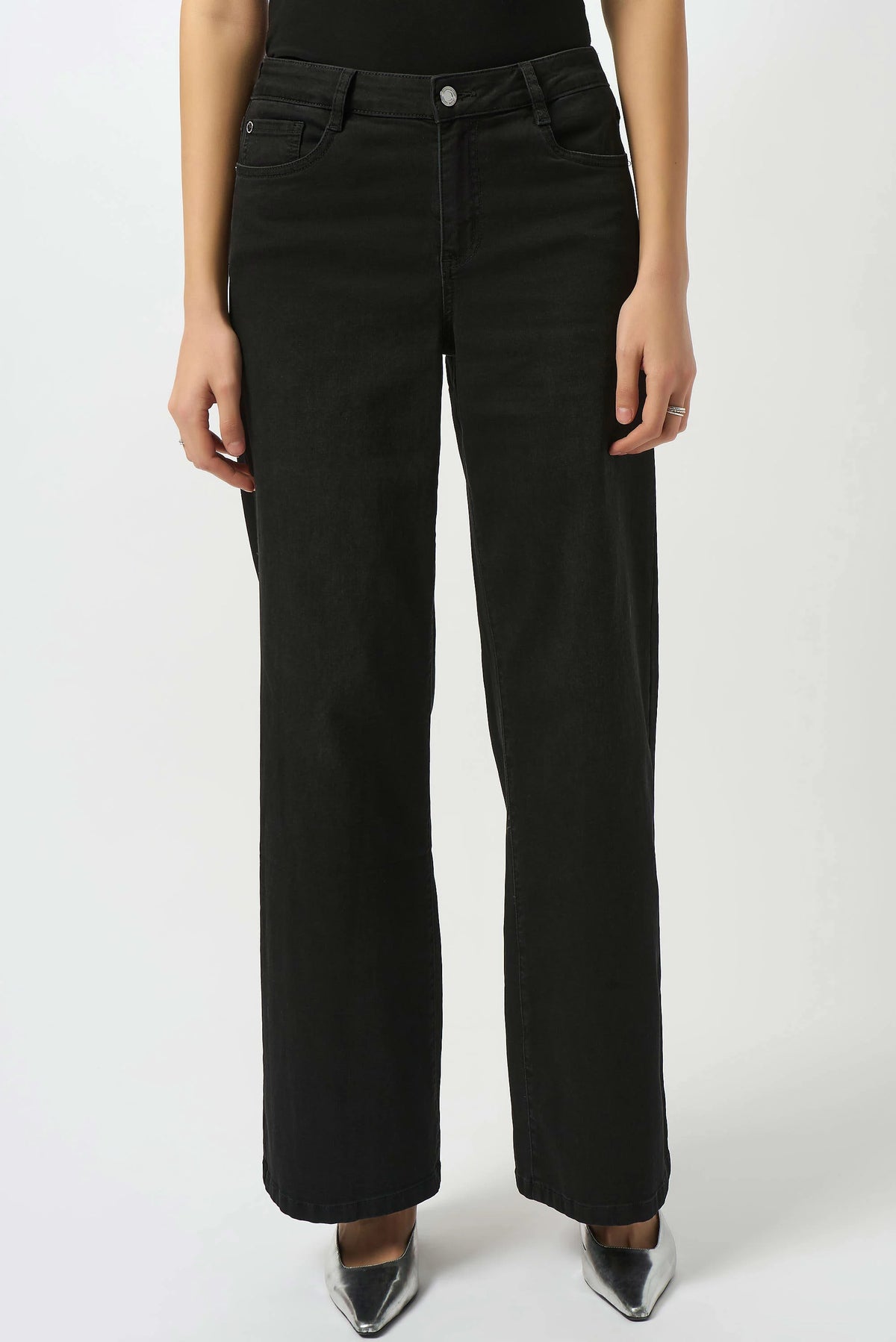 Joseph Ribkoff  Black Goldie | Classic Wide-Leg Stretch Jeans