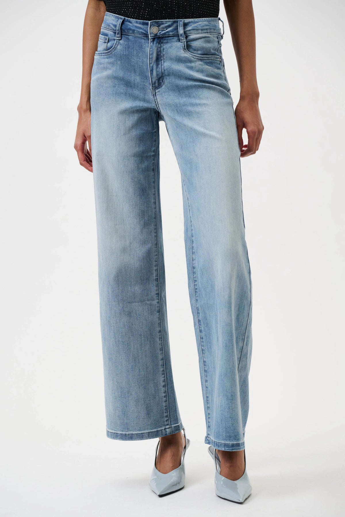 Joseph Ribkoff Light Blue Denim Goldie | Classic Wide-Leg Stretch Jeans