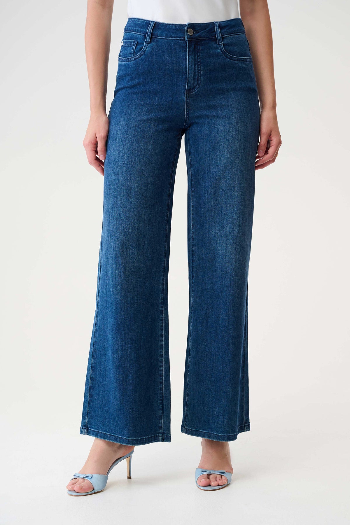 Joseph Ribkoff Denim Mid Blue Goldie | Classic Wide-Leg Stretch Jeans