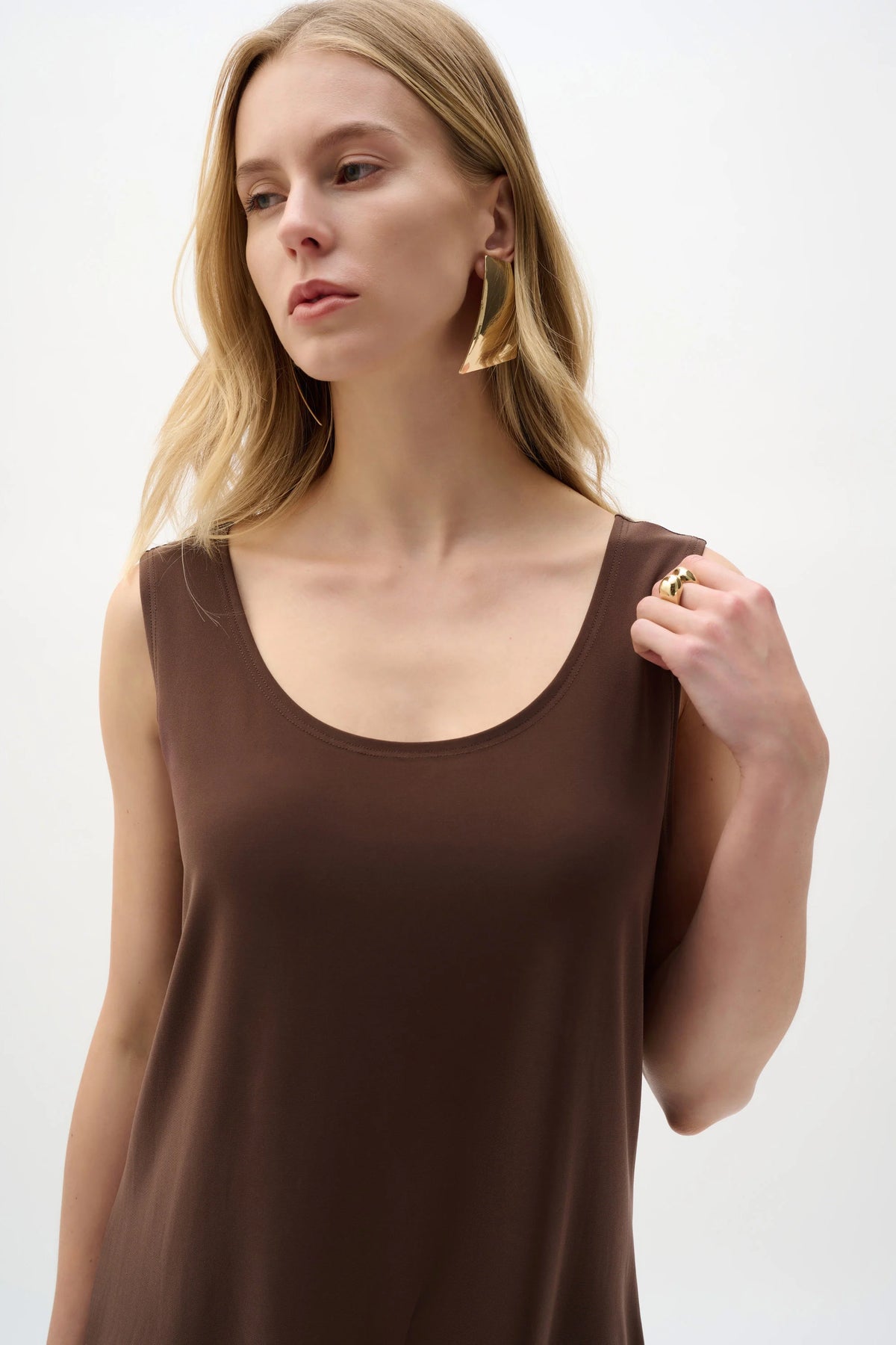 Joseph Ribkoff Chocolate Silky Knit Scoop Neck Camisole