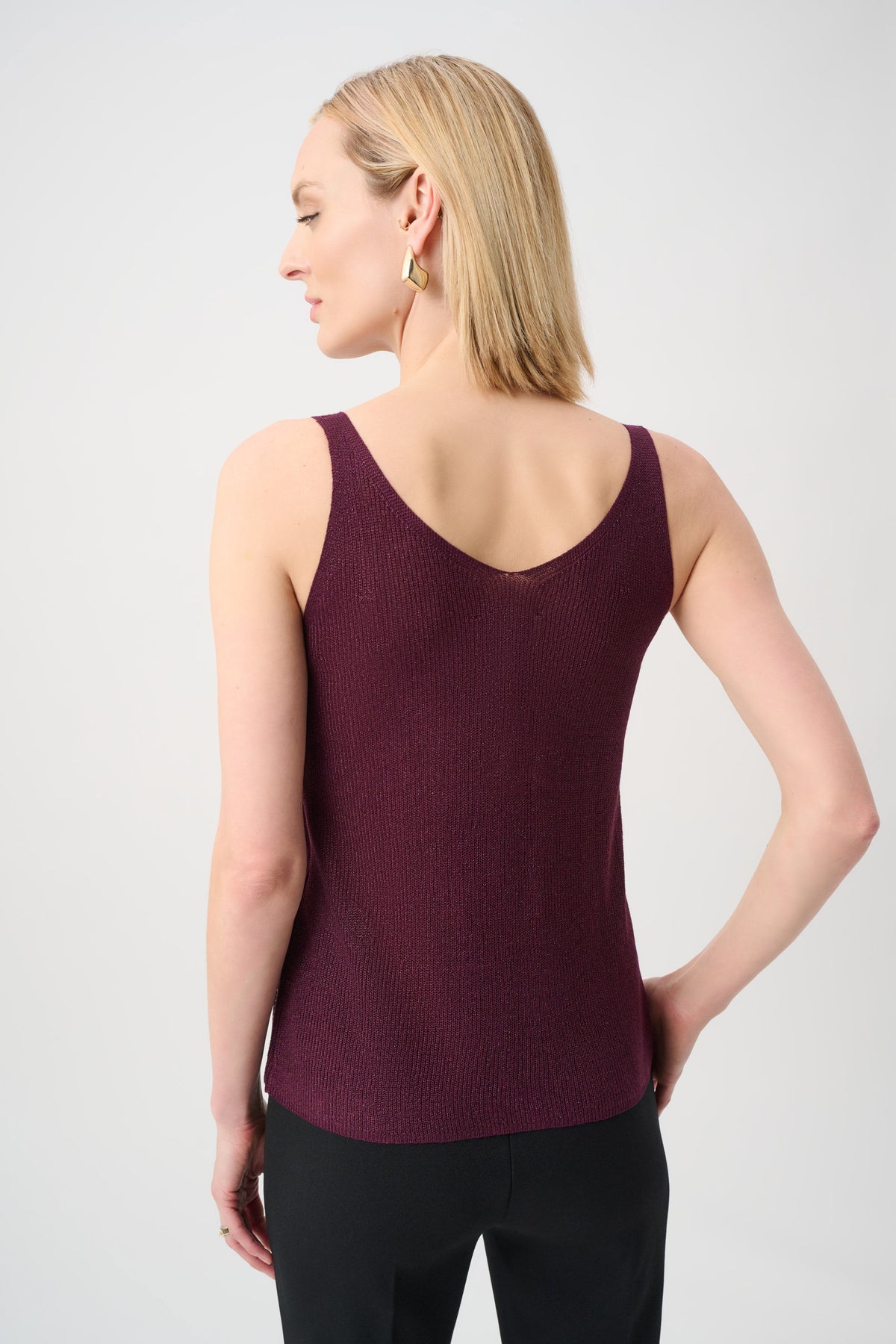 Joseph Ribkoff Elderberry Metallic Knitted Camisole with Rhinestones