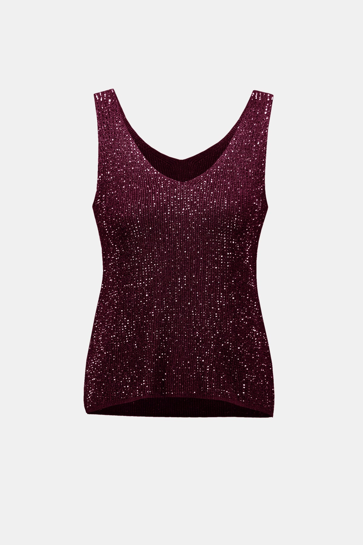Joseph Ribkoff Elderberry Metallic Knitted Camisole with Rhinestones