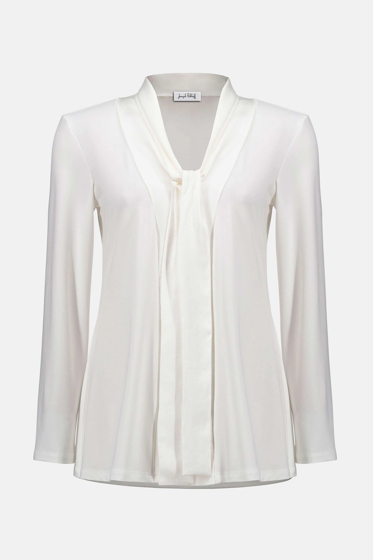 Joseph Ribkoff Winter White Silky Knit And Satin Straight Tunic