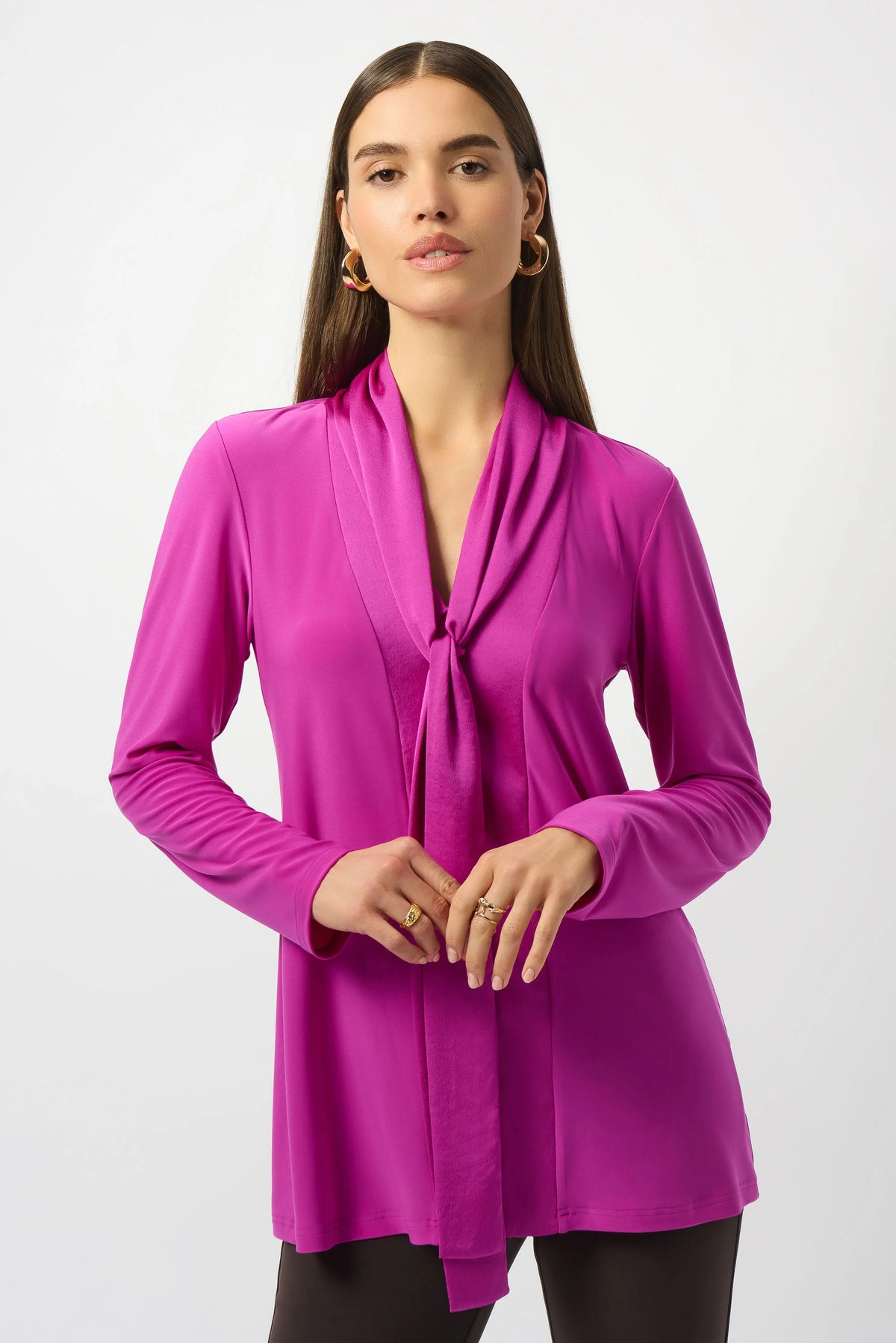 Joseph Ribkoff Cosmos Silky Knit And Satin Straight Tunic