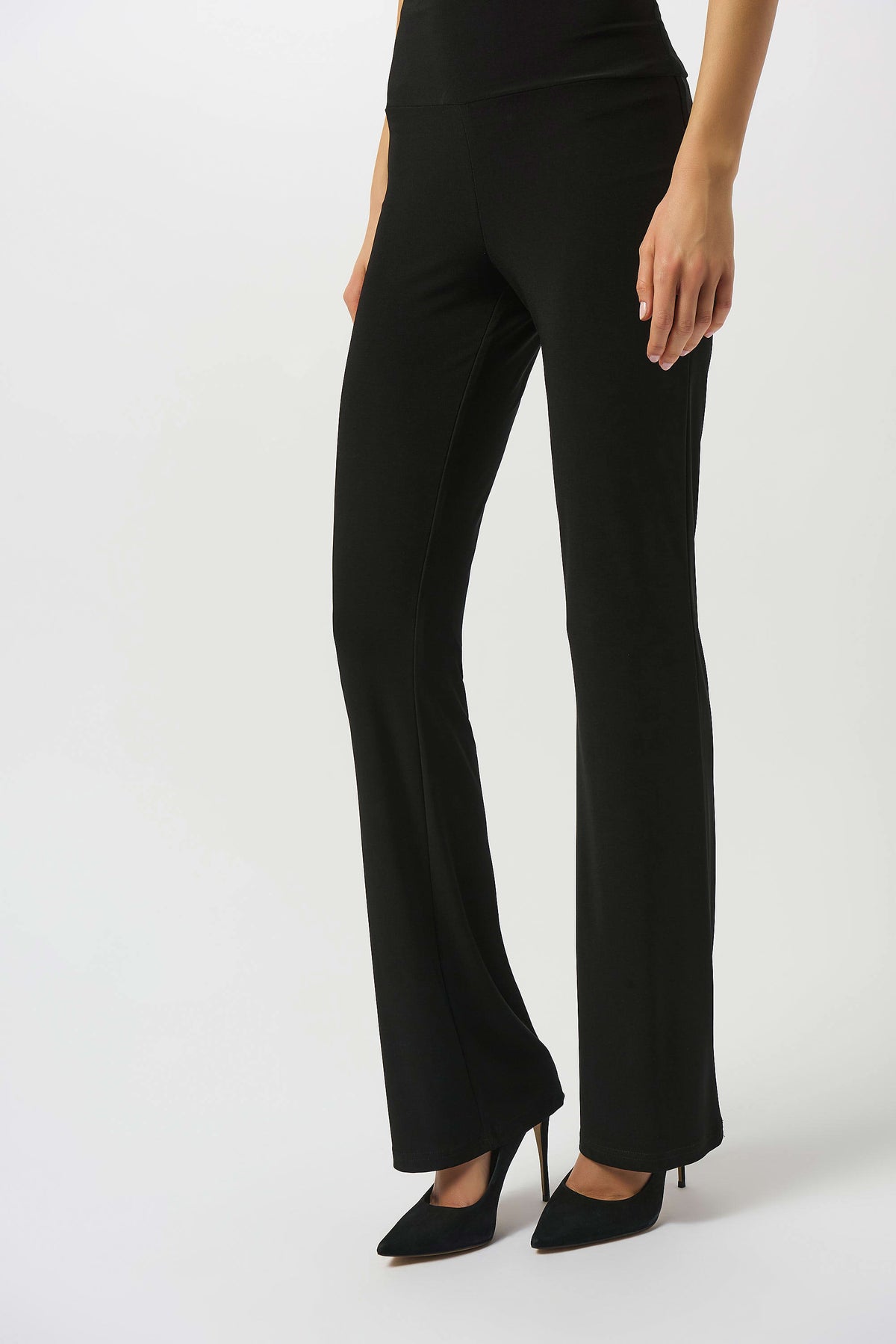 Joseph Ribkoff Black Silky Knit Flared Pull-On Pants