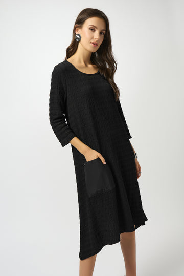 Joseph Ribkoff Black Textured Knit A-Line Dress