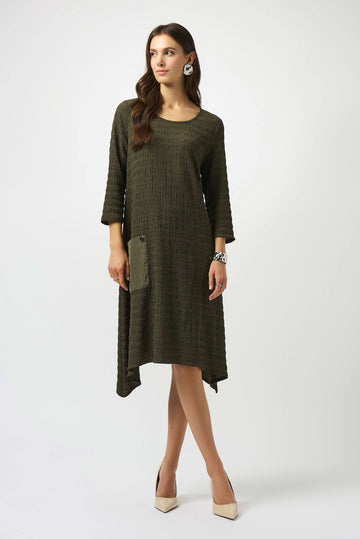 Joseph Ribkoff Avocado Textured Knit A-Line Dress