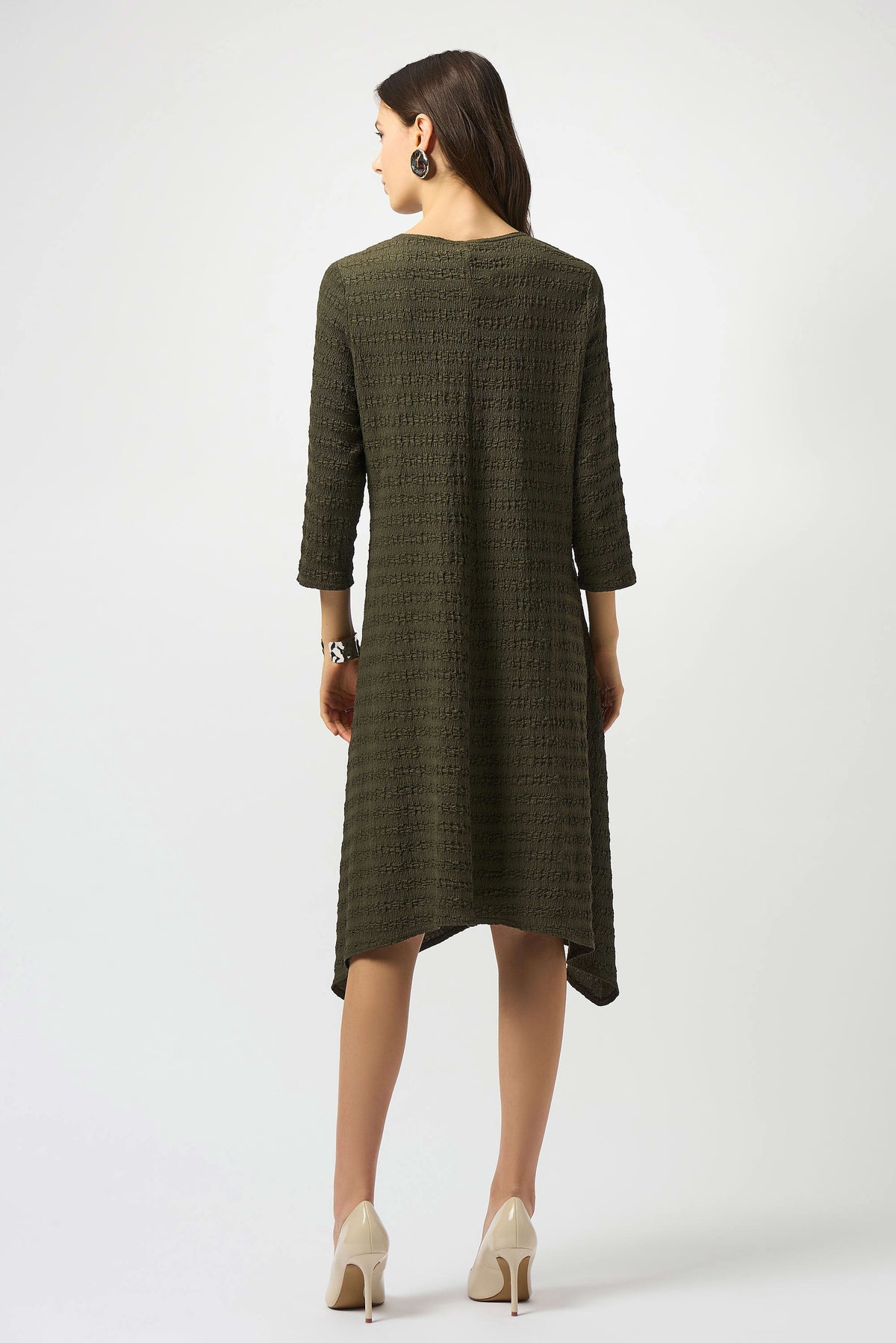 Joseph Ribkoff Avocado Textured Knit A-Line Dress