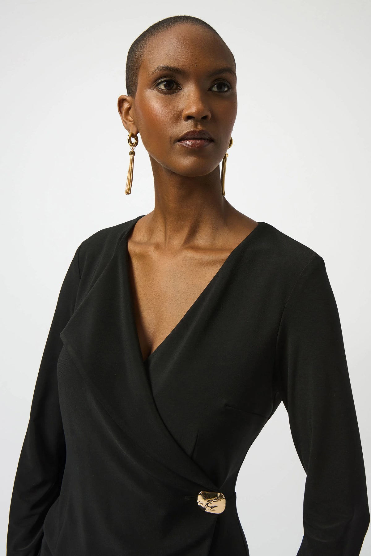Joseph Ribkoff Black Silky Knit Wide-Leg Jumpsuit