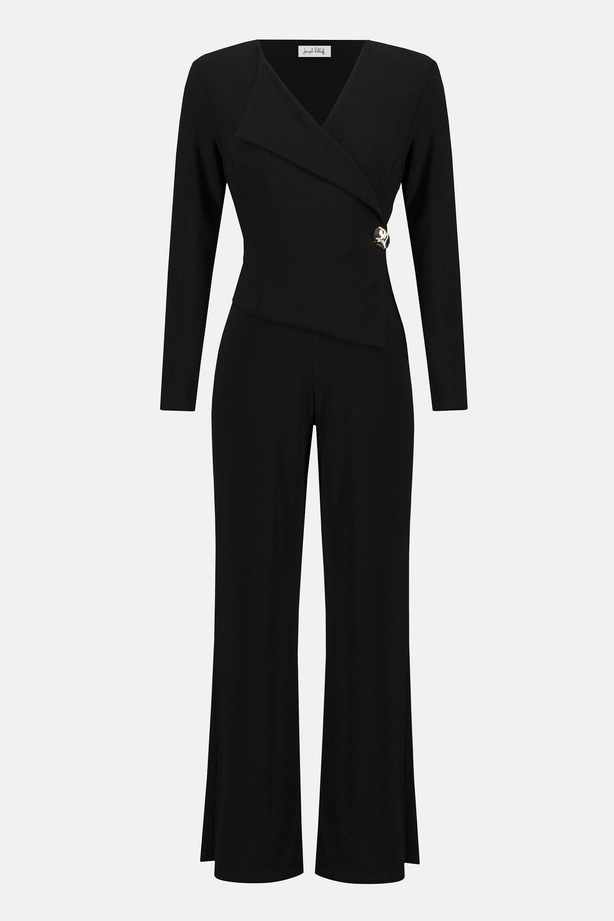 Joseph Ribkoff Black Silky Knit Wide-Leg Jumpsuit