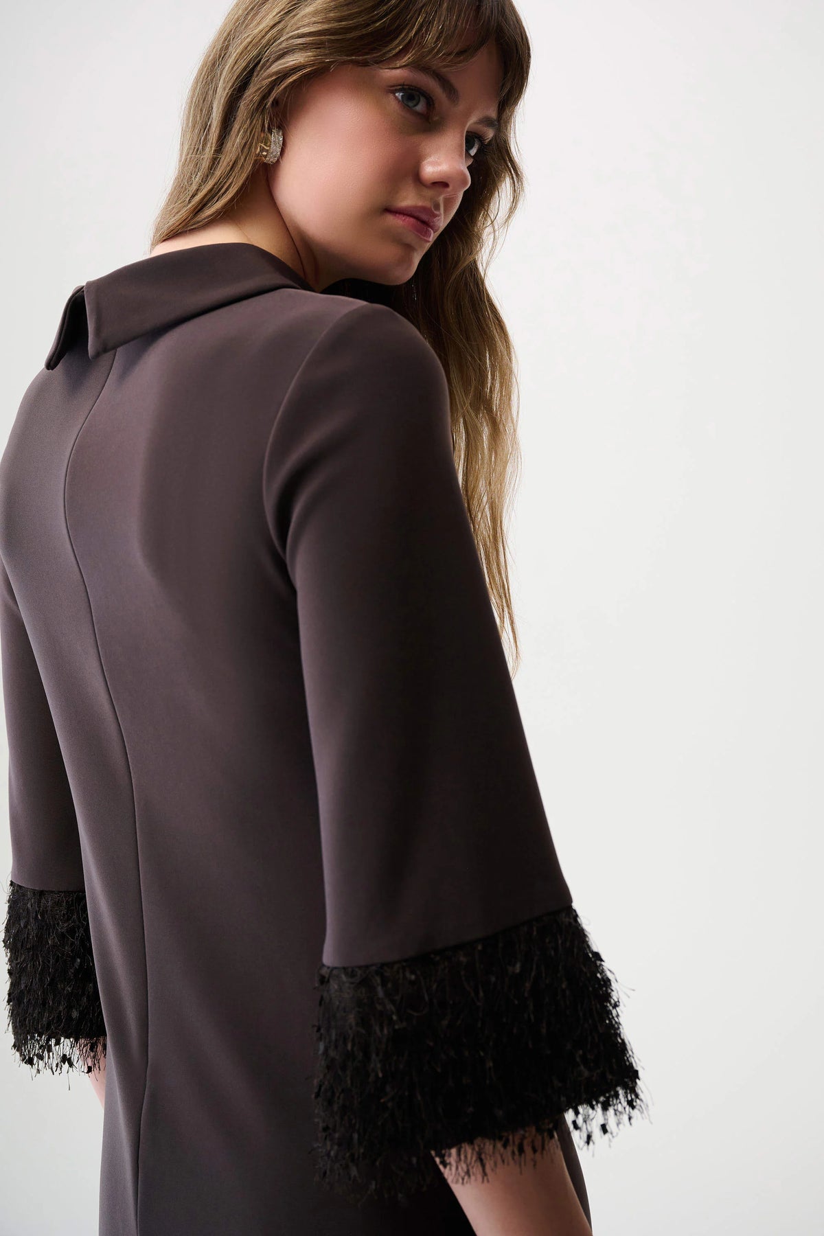 Joseph Ribkoff Mocha Silky Knit &amp; Novelty A-Line Dress