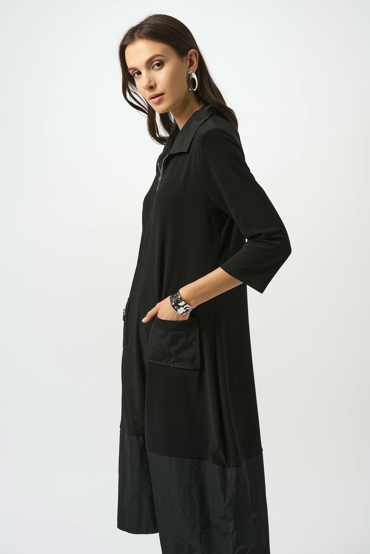 Joseph Ribkoff Black Silky Knit &amp; Memory Cocoon Dress