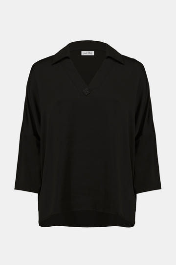 Joseph Ribkoff Black Hammered Satin Boxy Top