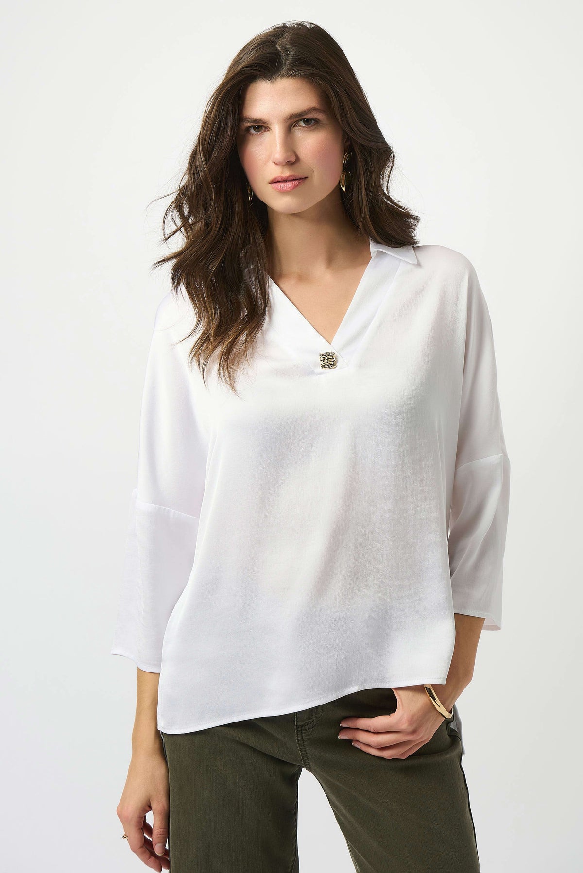 Joseph Ribkoff Vanilla Recycled Hammered Satin Boxy Top