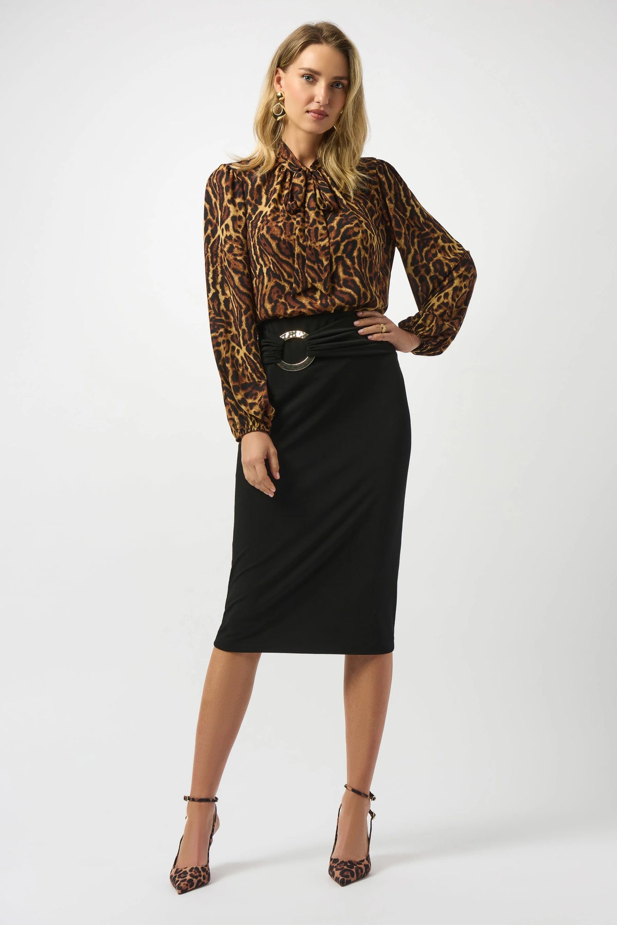 Joseph Ribkoff Recycled Georgette Animal Print Straight Top