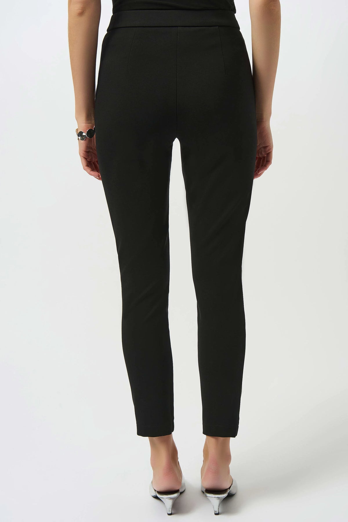 Joseph Ribkoff Black Heavy Knit and Leatherette Pull-On Legging