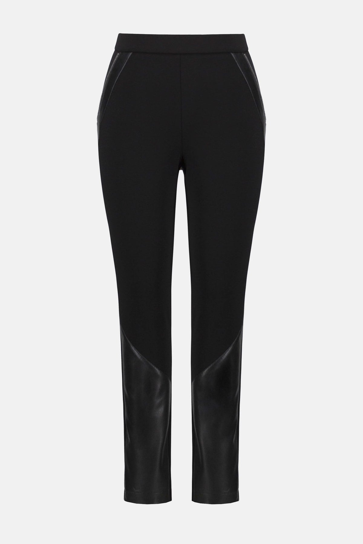 Joseph Ribkoff Black Heavy Knit and Leatherette Pull-On Legging