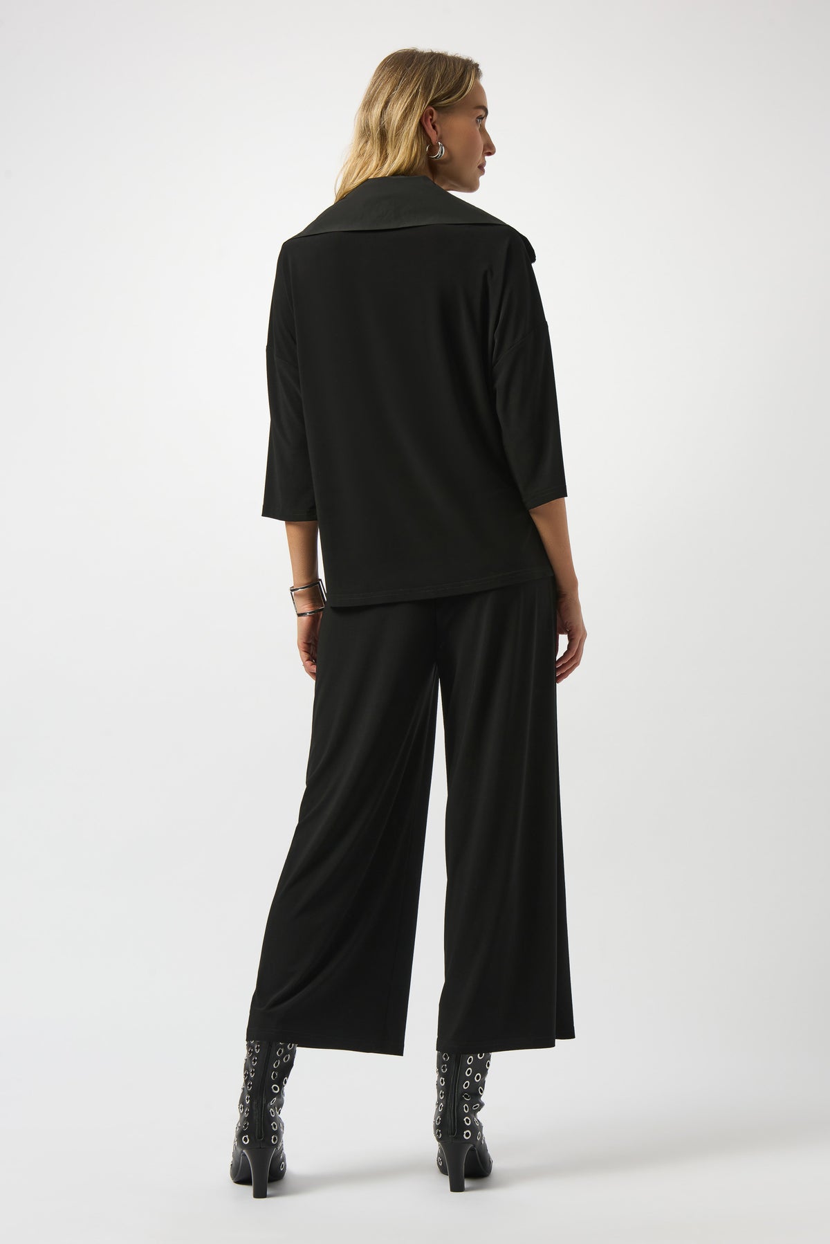 Joseph Ribkoff Black Silky Knit &amp; Memory Culotte Jumpsuit