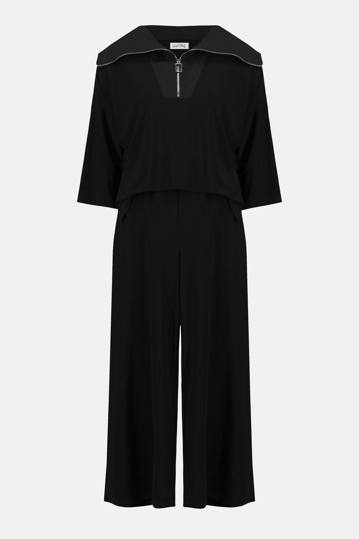 Joseph Ribkoff Black Silky Knit &amp; Memory Culotte Jumpsuit